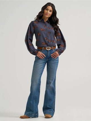 Wrangler Women's Drapey Sleeve LS Button Down - Wrangler 2