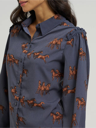Wrangler Women's Drapey Sleeve LS Button Down - Wrangler 4